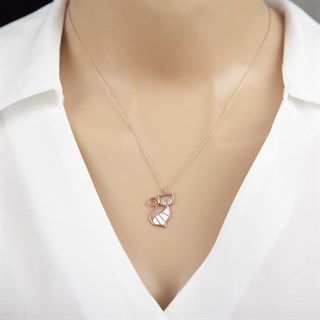 Beyaz Kedi Modeli Rodyum Kaplama 925 Gümüş Kadın Kolye