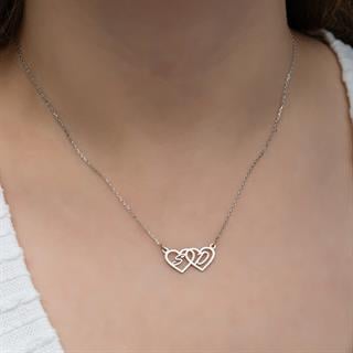 Birleşen Kalpler Harf 925 Gümüş İsimli Kolye