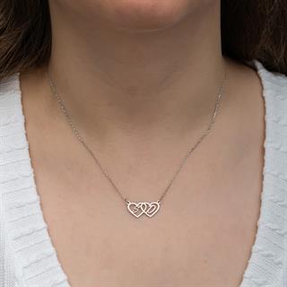 Birleşen Kalpler Harf 925 Gümüş İsimli Kolye