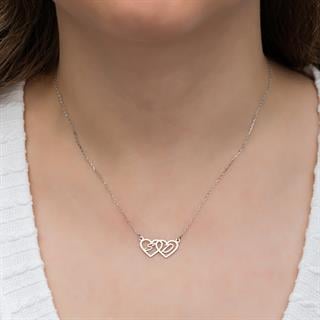 Birleşen Kalpler Harf 925 Gümüş İsimli Kolye