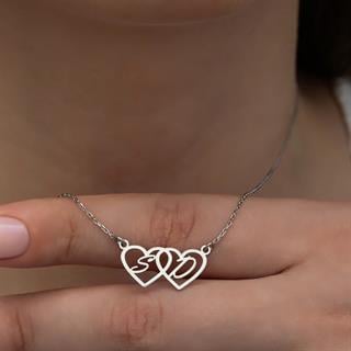 Birleşen Kalpler Harf 925 Gümüş İsimli Kolye