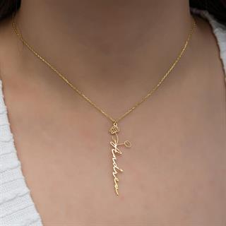 Çiçek Desenli 925 Gümüş İsimli Kolye