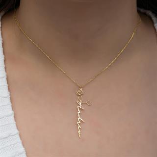 Çiçek Desenli 925 Gümüş İsimli Kolye