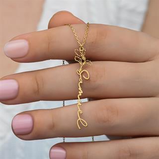 Çiçek Desenli 925 Gümüş İsimli Kolye