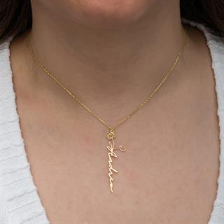 Çiçek Desenli 925 Gümüş İsimli Kolye