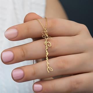 Çiçek Desenli 925 Gümüş İsimli Kolye