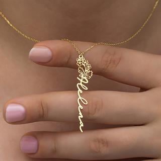 Çiçek Desenli 925 Gümüş İsimli Kolye