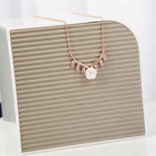 Çiçek Desenli Rose Kaplama 925 Gümüş Kadın Kolye