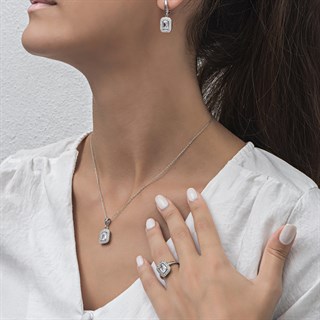 Çift Sıra Taşlı Baget Gümüş Bayan Takı Seti