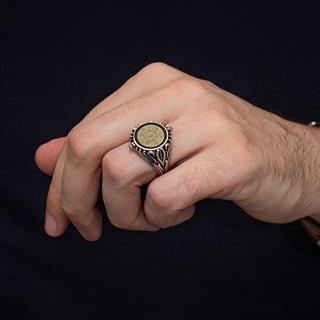 Çift Taraflı İnşirah Suresi Hat Yazı 925 Gümüş Erkek Yüzük