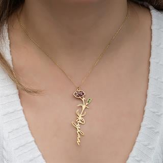 Gül Çiçeği 925 Gümüş İsimli Kolye