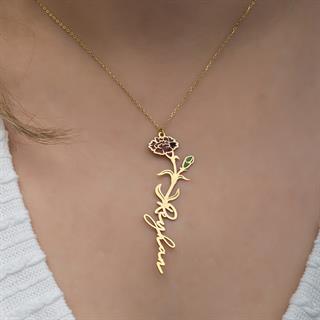 Gül Çiçeği 925 Gümüş İsimli Kolye