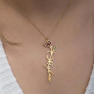 Gül Çiçeği 925 Gümüş İsimli Kolye