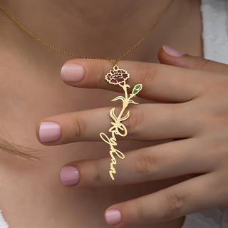 Gül Çiçeği 925 Gümüş İsimli Kolye