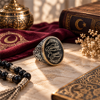 Gümüş Kişiye Özel İsimli Erkek Yüzük
