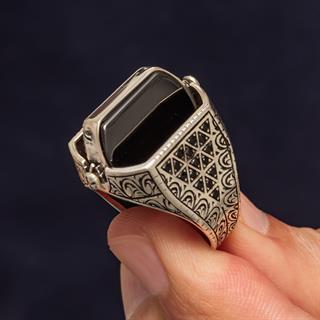 Hz. Süleyman Mührü Çift Taraflı 925 Erkek Gümüş Yüzük