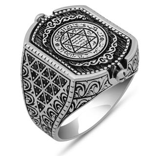 Hz. Süleyman Mührü Çift Taraflı 925 Erkek Gümüş Yüzük