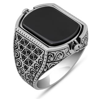 Hz. Süleyman Mührü Çift Taraflı 925 Erkek Gümüş Yüzük