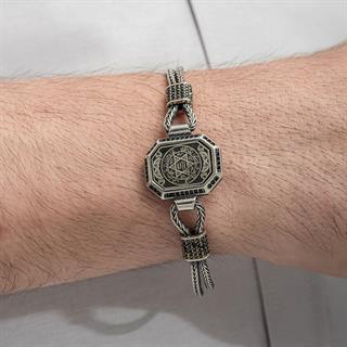Hz. Süleyman Mührü İşlemeli 925 Ayar Gümüş Erkek Bileklik