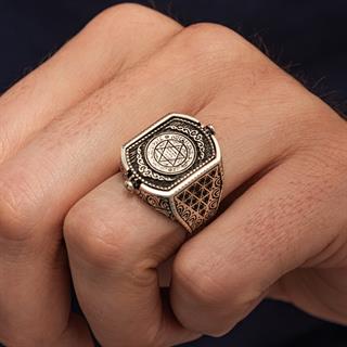 Hz. Süleyman Mührü Çift Taraflı 925 Erkek Gümüş Yüzük