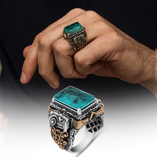 İslam Usta Koleksiyonu Mavi Taşlı 925 Gümüş Yüzük