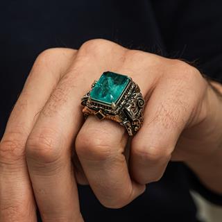 İslam Usta Koleksiyonu Mavi Taşlı 925 Gümüş Yüzük