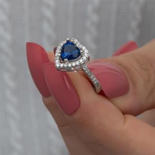 Kalpli Parlament Mavi Taşlı Gümüş Bayan Takı Seti