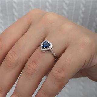 Kalpli Parlament Mavi Taşlı Gümüş Bayan Takı Seti