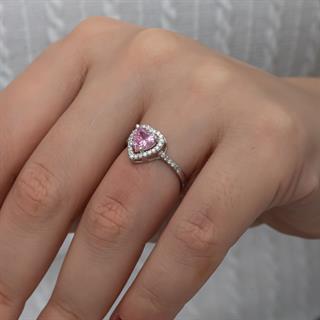 Kalpli Pembe Taşlı Gümüş Bayan Takı Seti