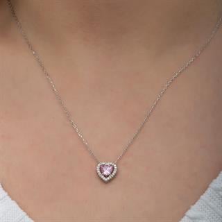 Kalpli Pembe Taşlı Gümüş Bayan Takı Seti