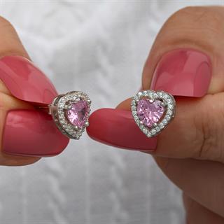 Kalpli Pembe Taşlı Gümüş Bayan Takı Seti