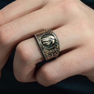 Kartal Başı Desenli Mikro Taşlı 925 Gümüş Erkek Yüzük