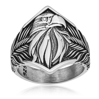 Kartal Başı Motifli Taşsız 925 Gümüş Erkek Yüzük