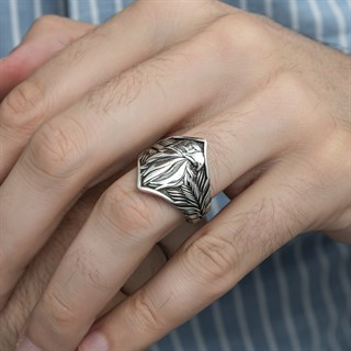 Kartal Başı Motifli Taşsız 925 Gümüş Erkek Yüzük