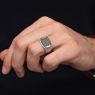 Kordon Modeli Taşsız 925 Gümüş Erkek Yüzük