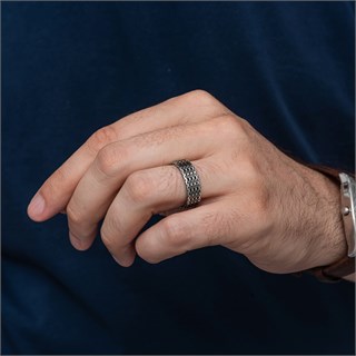 Kral Zincir Model Vintage Tek Gümüş Alyans Yüzük