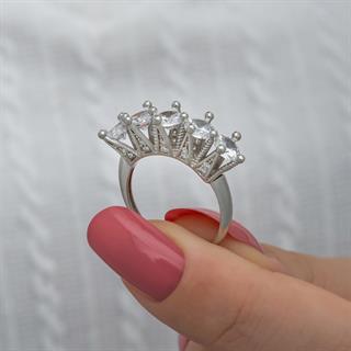 Kraliçe Taçı Gümüş Beştaş Yüzük