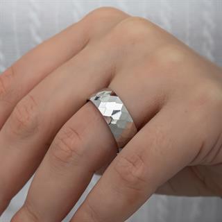 Kristal Model Çift 925 Gümüş Alyans Yüzük