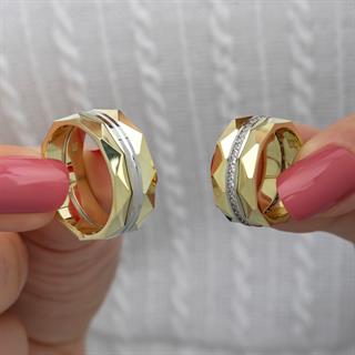 Kristal Model Çift 925 Gümüş Alyans Yüzük