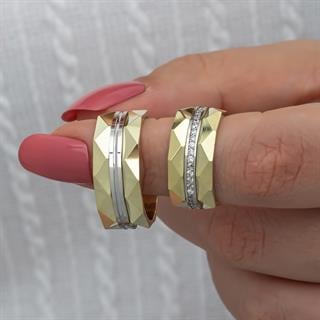 Kristal Model Çift 925 Gümüş Alyans Yüzük