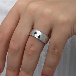 Kristal Model Çift 925 Gümüş Alyans Yüzük