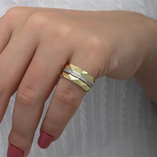 Kristal Model Çift 925 Gümüş Alyans Yüzük