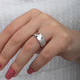 Kristal Model Çift 925 Gümüş Alyans Yüzük