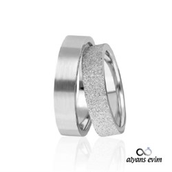 6 Mm Kumlu Çift Gümüş Alyans Yüzük