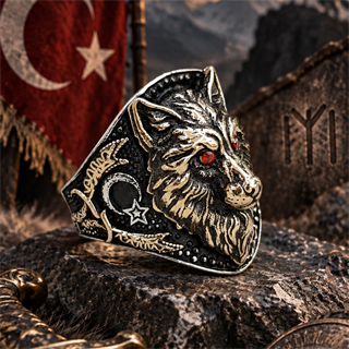 Kurt Başı Motifli 925 Gümüş Erkek Yüzük
