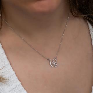 Love Yazılı 925 Gümüş Kolye
