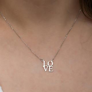 Love Yazılı 925 Gümüş Kolye