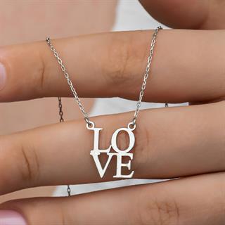 Love Yazılı 925 Gümüş Kolye