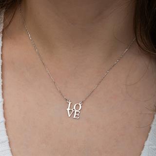 Love Yazılı 925 Gümüş Kolye