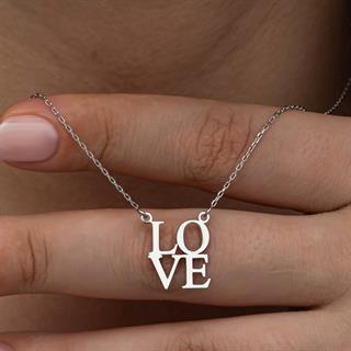 Love Yazılı 925 Gümüş Kolye